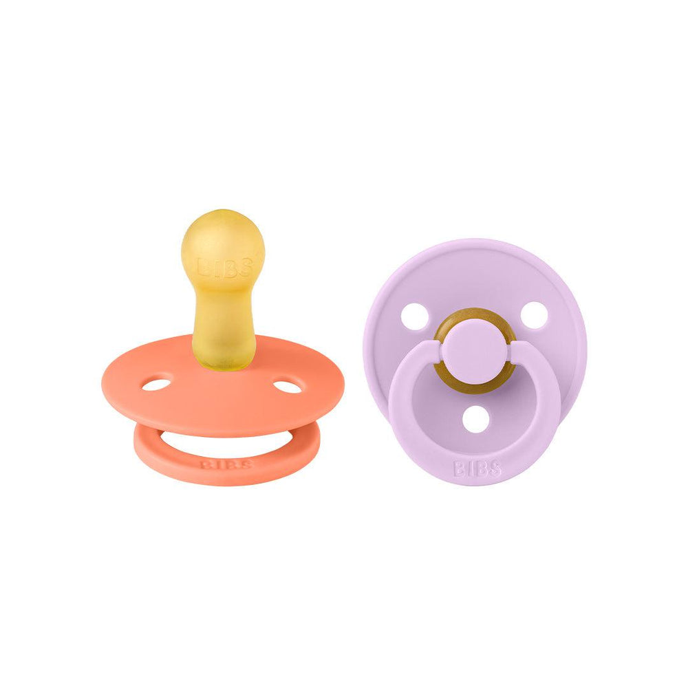 BIBS Colour Latex Pacifiers - Papaya + Violet Sky - 2 Pack-Pacifiers-Size 1- | Natural Baby Shower