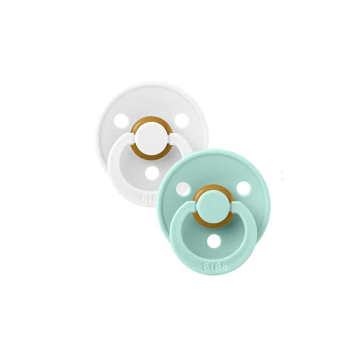 BIBS Colour Latex Pacifiers - White + Mint - 2 Pack-Pacifiers-Size 1- | Natural Baby Shower