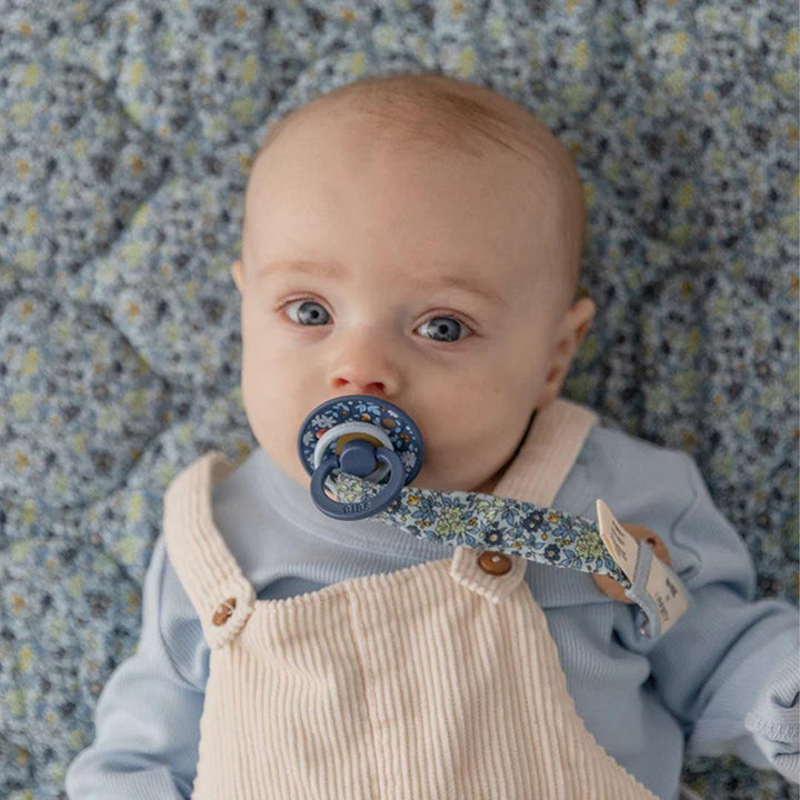 BIBS X LIBERTY Pacifier Clip - Baby Blue - Camomille Lawn-Pacifier Clips-Baby Blue- | Natural Baby Shower