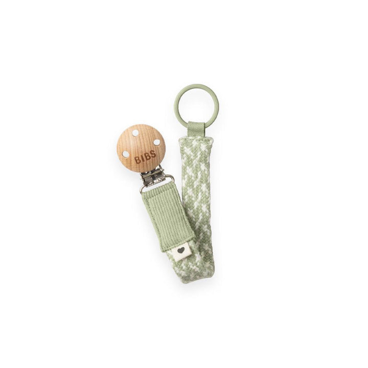 BIBS Paci Braid Pacifier Clip - Sage + Ivory-Pacifier Clips- | Natural Baby Shower