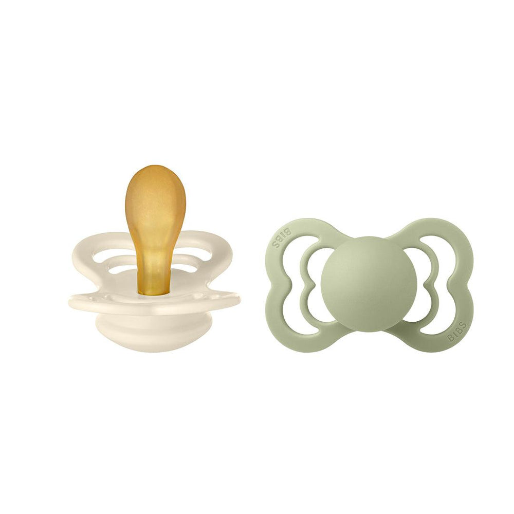 BIBS Supreme Pacifiers - Ivory + Sage - 2 Pack-Pacifiers-Latex-Size 1 | Natural Baby Shower
