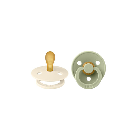BIBS Colour Symmetrical Pacifier - 2 Pack - Ivory/Sage - Latex-Pacifiers-Ivory/Sage-Size 1 | Natural Baby Shower