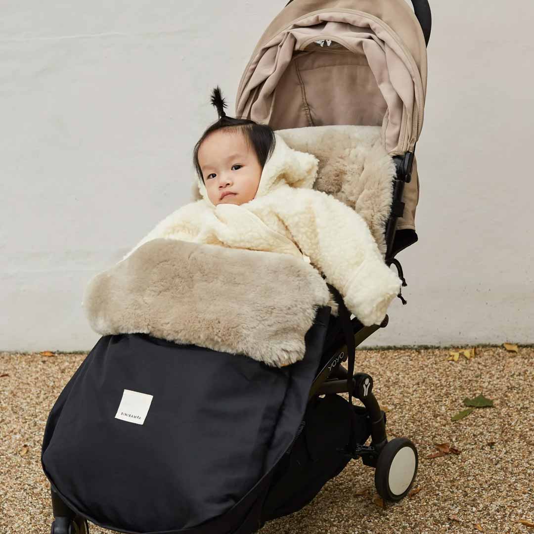 BINIBAMBA Merino Sheepskin Puffmuff - Toast-Footmuffs- | Natural Baby Shower