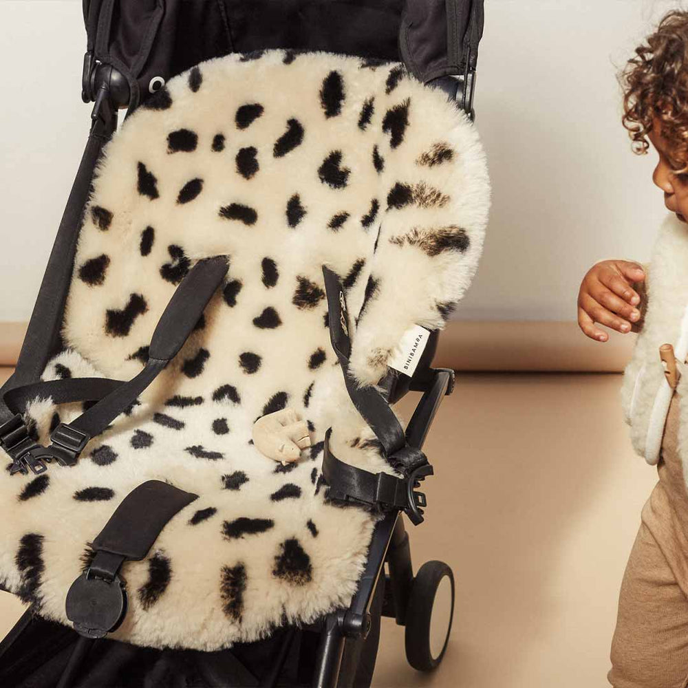 BINIBAMBA Sheepskin Snuggler - Leopard Peanut-Seat Liners- | Natural Baby Shower