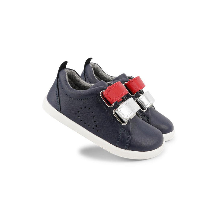 Bobux I-Walk Grass Court Switch Trainers - Navy / Red + Silver Metallic-Trainers-Navy (Red + Silver Metallic)-23 EU (6 UK) | Natural Baby Shower