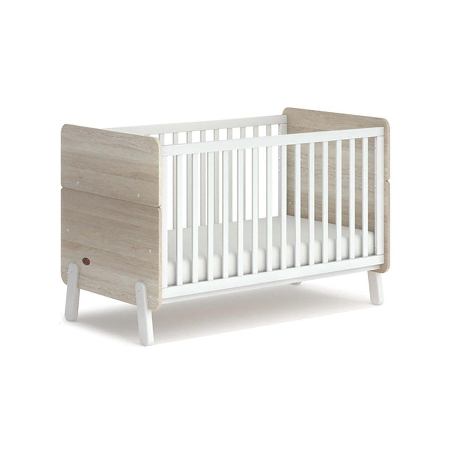 Boori Natty Cot Bed - White + Oak-Cot Beds-White + Oak-No Mattress | Natural Baby Shower