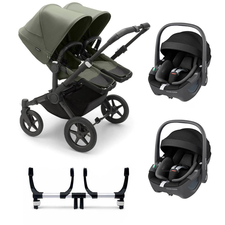 Bugaboo Donkey 5 Twin Pebble 360/360 Pro Travel System - Forest Green-Travel Systems-Pebble 360 i-Size Car Seat-No Base | Natural Baby Shower