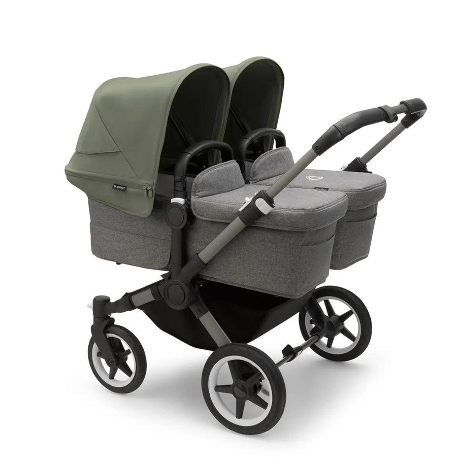 Bugaboo Donkey 5 Twin Pushchair - Grey Melange/Forest Green-Strollers- | Natural Baby Shower