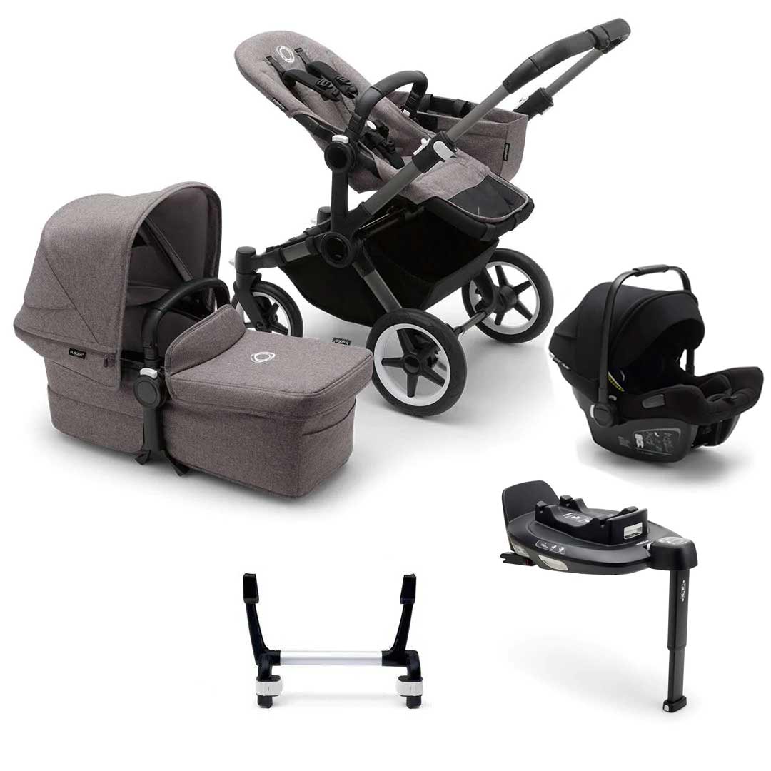 Bugaboo Donkey 5 Mono Turtle Travel System - Grey Melange (2022)-Travel Systems-1x Base- | Natural Baby Shower