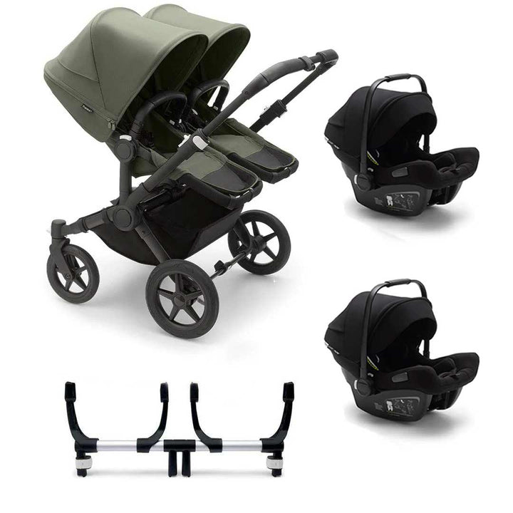 Bugaboo Donkey 5 Twin Turtle Travel System - Forest Green (2022)-Travel Systems-2x Base- | Natural Baby Shower