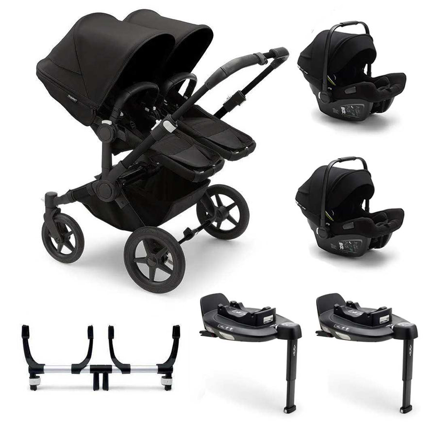 Bugaboo Donkey 5 Twin Turtle Travel System - Midnight Black (2022)-Travel Systems-2x Base- | Natural Baby Shower
