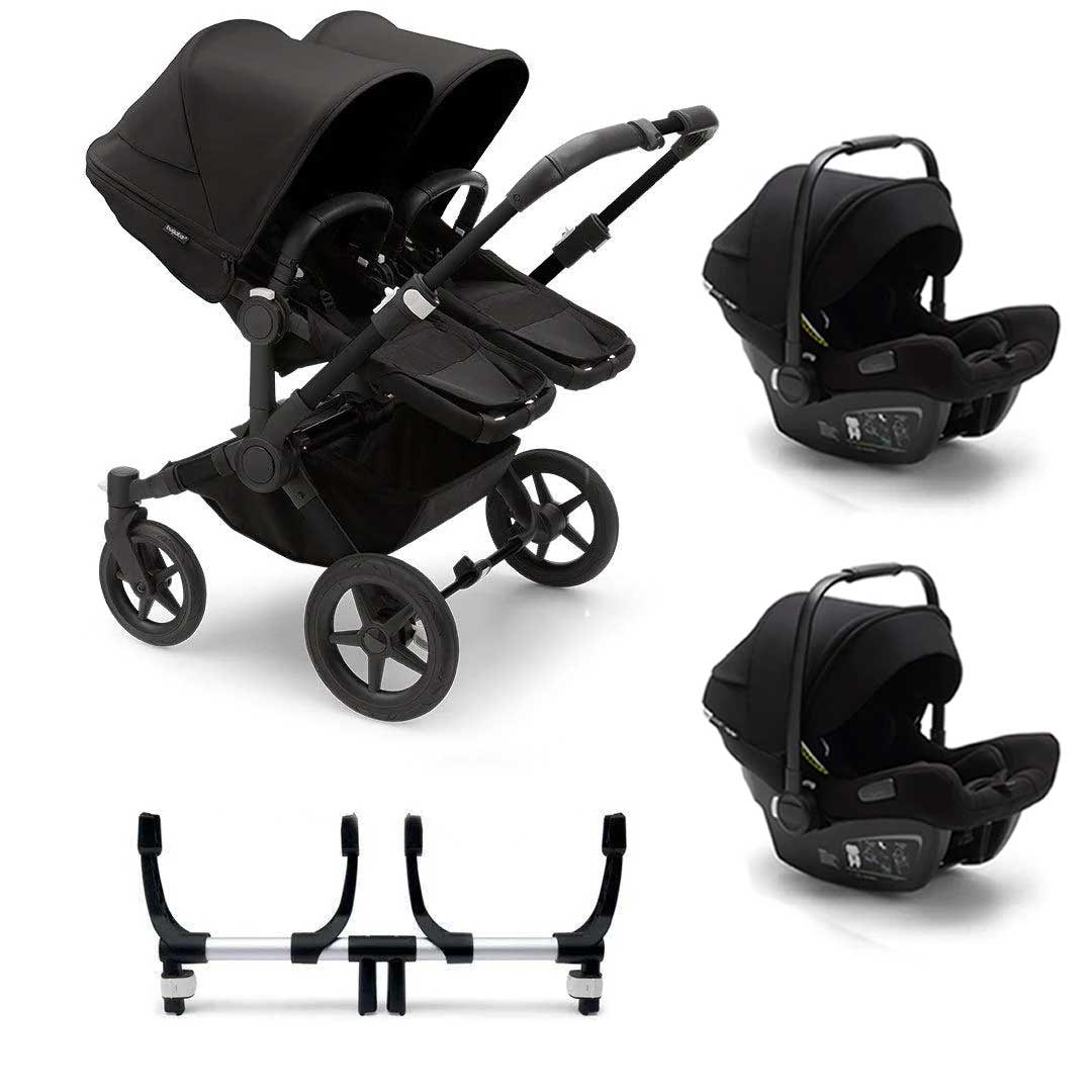 Bugaboo Donkey 5 Twin Turtle Travel System - Midnight Black (2022)-Travel Systems-2x Base- | Natural Baby Shower