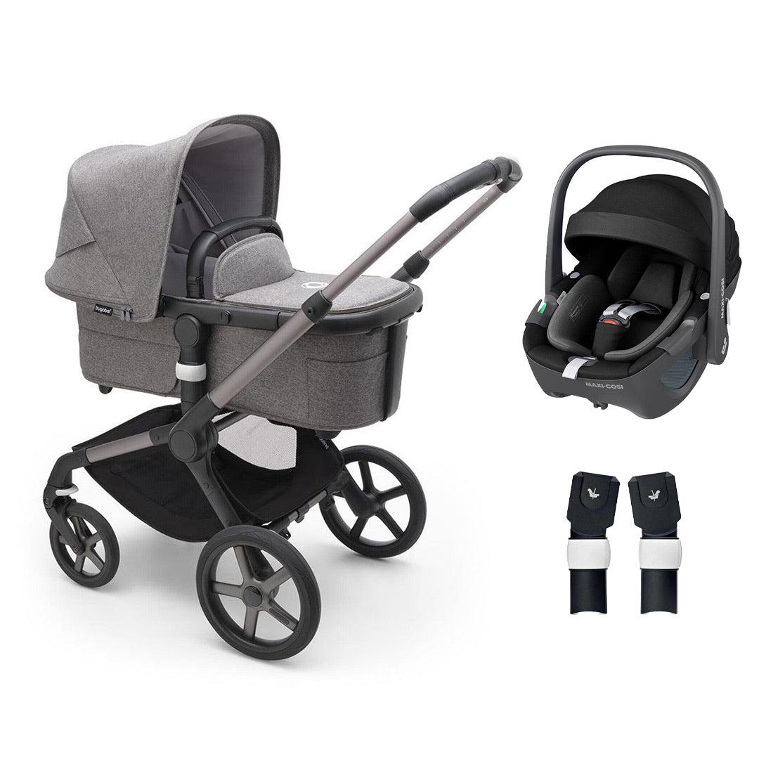 Bugaboo Fox 5 Complete Pushchair + Pebble 360/360 Pro Travel System - Grey Melange-Travel Systems-Pebble 360 i-Size Car Seat-No Base | Natural Baby Shower