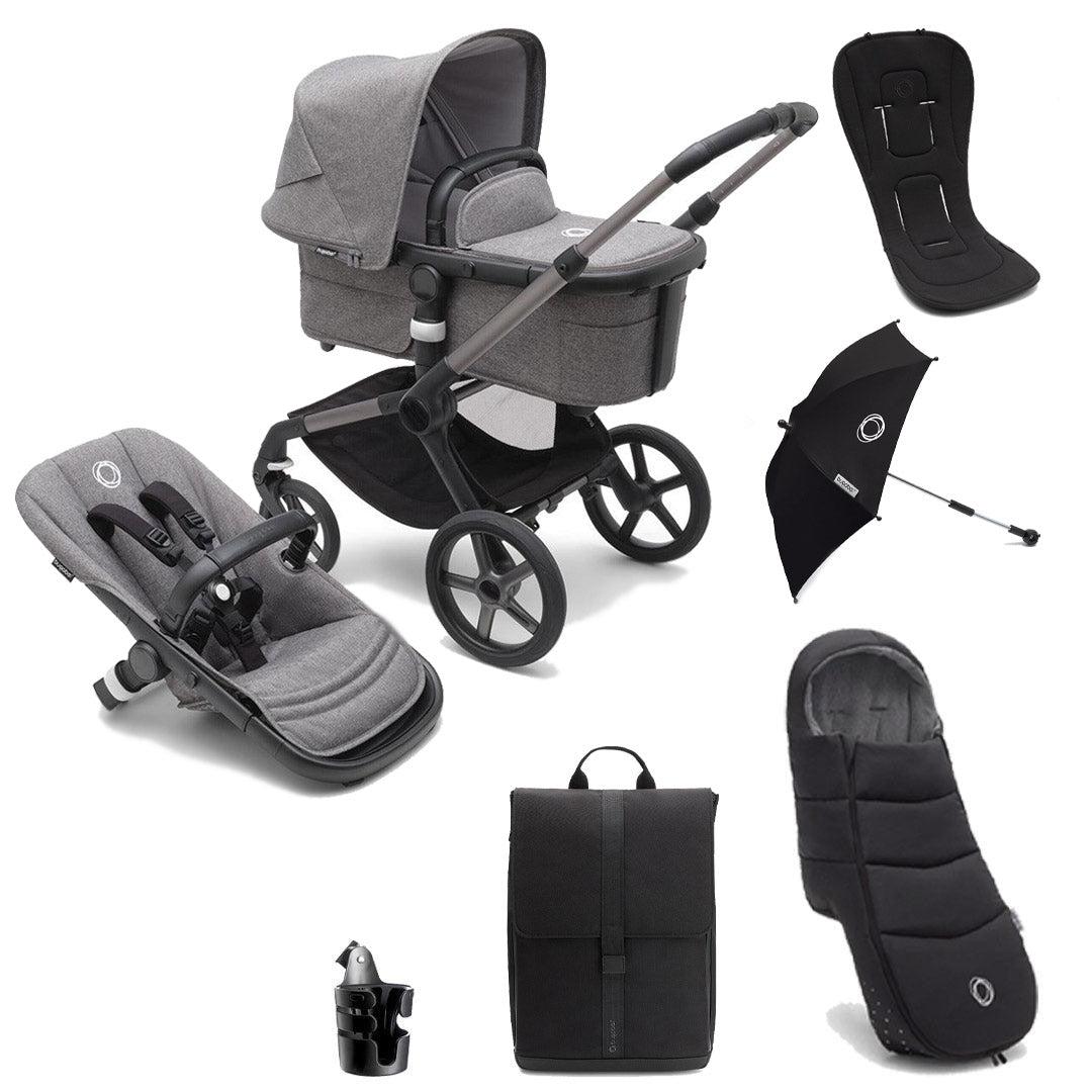 Bugaboo Fox 5 Complete Pushchair Bundle - Grey Melange-Stroller Bundles-Grey Melange- | Natural Baby Shower