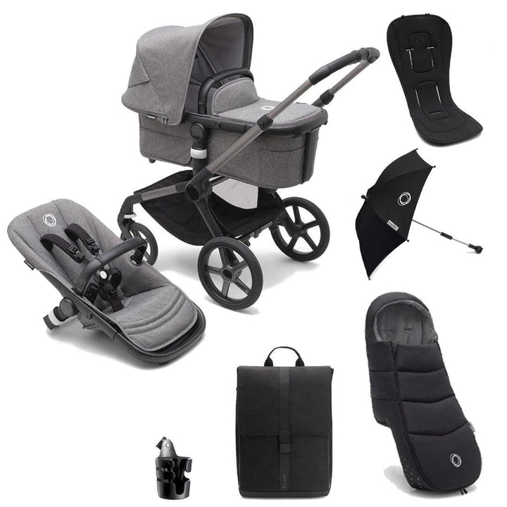 Bugaboo Fox 5 Complete Pushchair Bundle - Grey Melange-Stroller Bundles-Grey Melange- | Natural Baby Shower