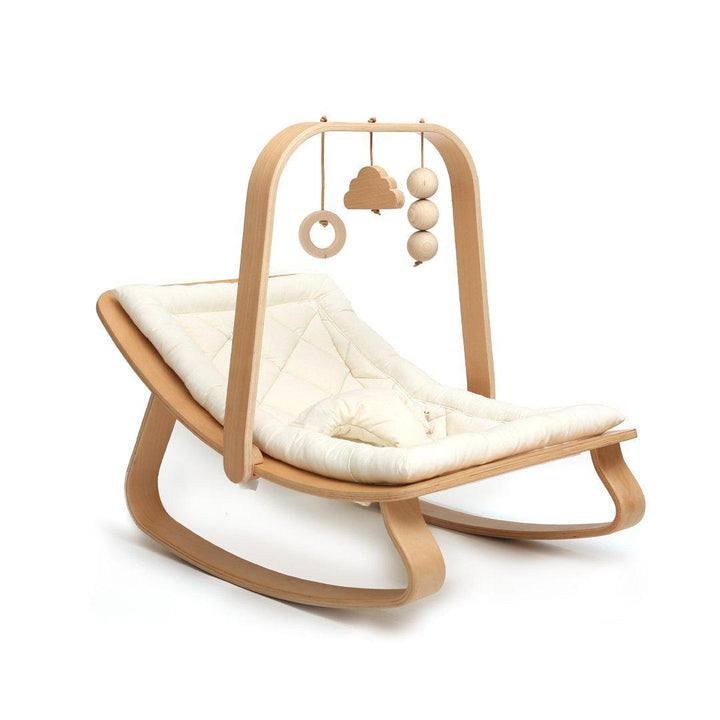 Charlie Crane LEVO Baby Rocker - Beech + Organic White-Rockers-With Toy Arch- | Natural Baby Shower