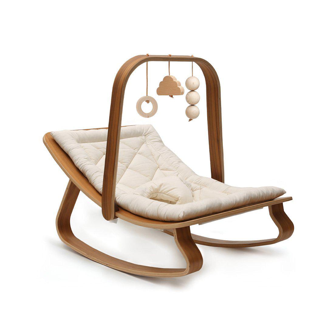 Charlie Crane Walnut LEVO Baby Rocker - Organic White | Natural 