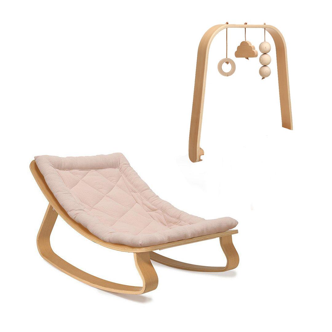 Charlie Crane LEVO Baby Rocker - Beech + Organic Nude Pink-Rockers-Beech Activity Bar- | Natural Baby Shower