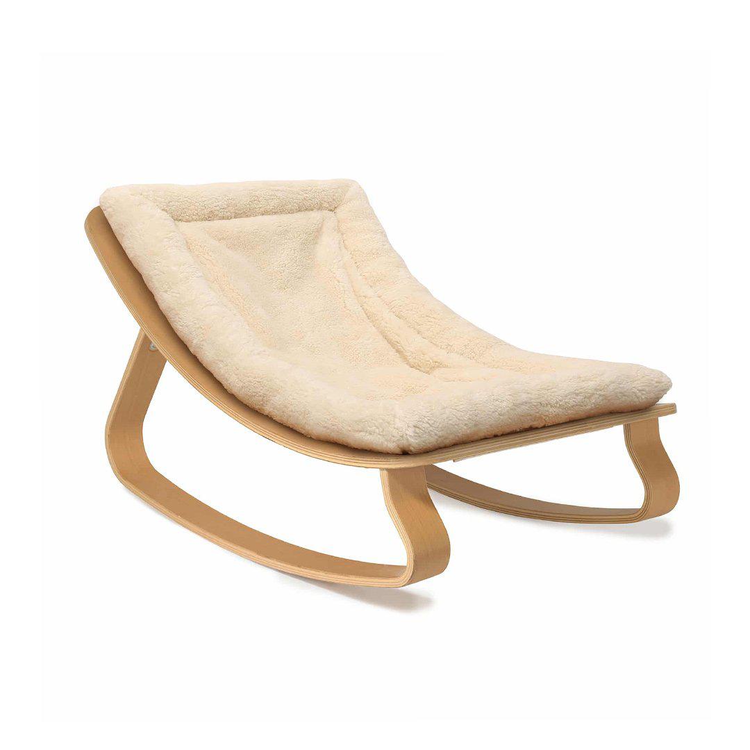 Charlie Crane LEVO Baby Rocker - Beech + Teddy Fur Milk-Rockers-Teddy Fur Milk-Beech | Natural Baby Shower