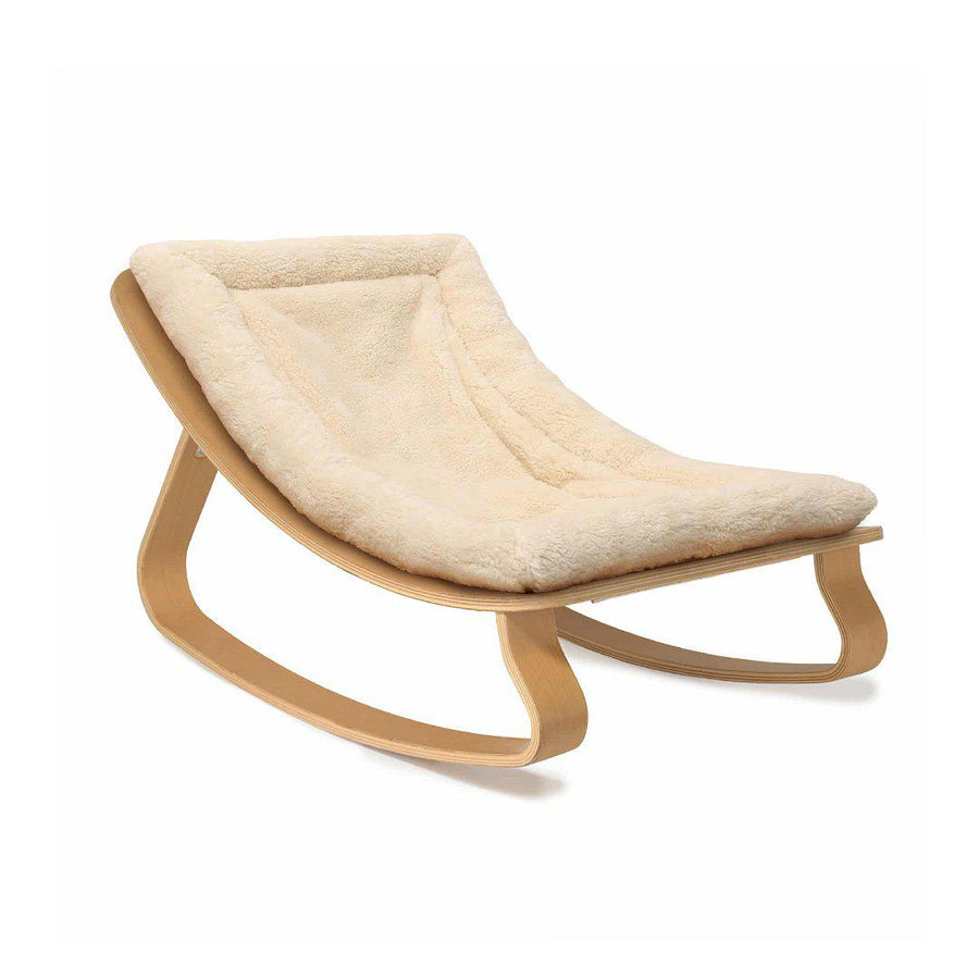 Charlie Crane LEVO Baby Rocker - Beech + Teddy Fur Milk-Rockers-Teddy Fur Milk-Beech | Natural Baby Shower