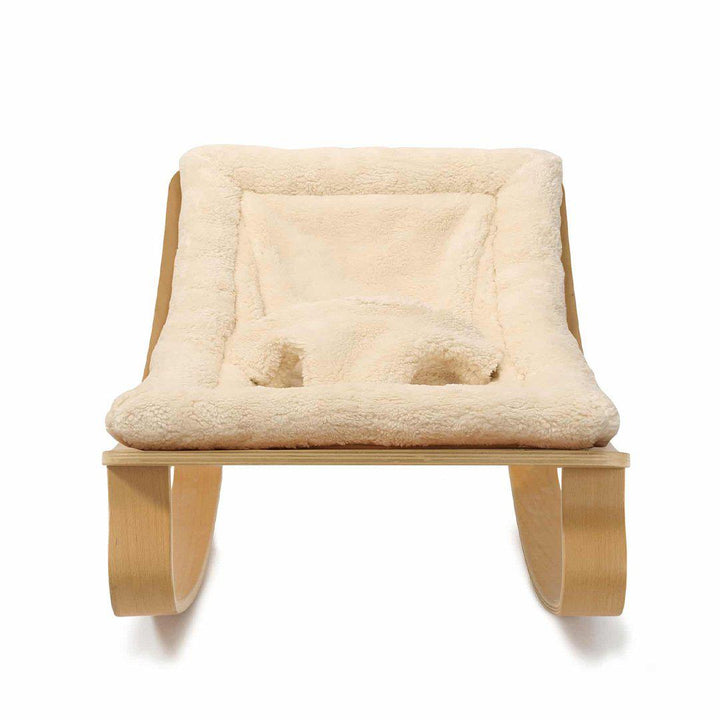 Charlie Crane LEVO Baby Rocker - Beech + Teddy Fur Milk-Rockers-Teddy Fur Milk-Beech | Natural Baby Shower