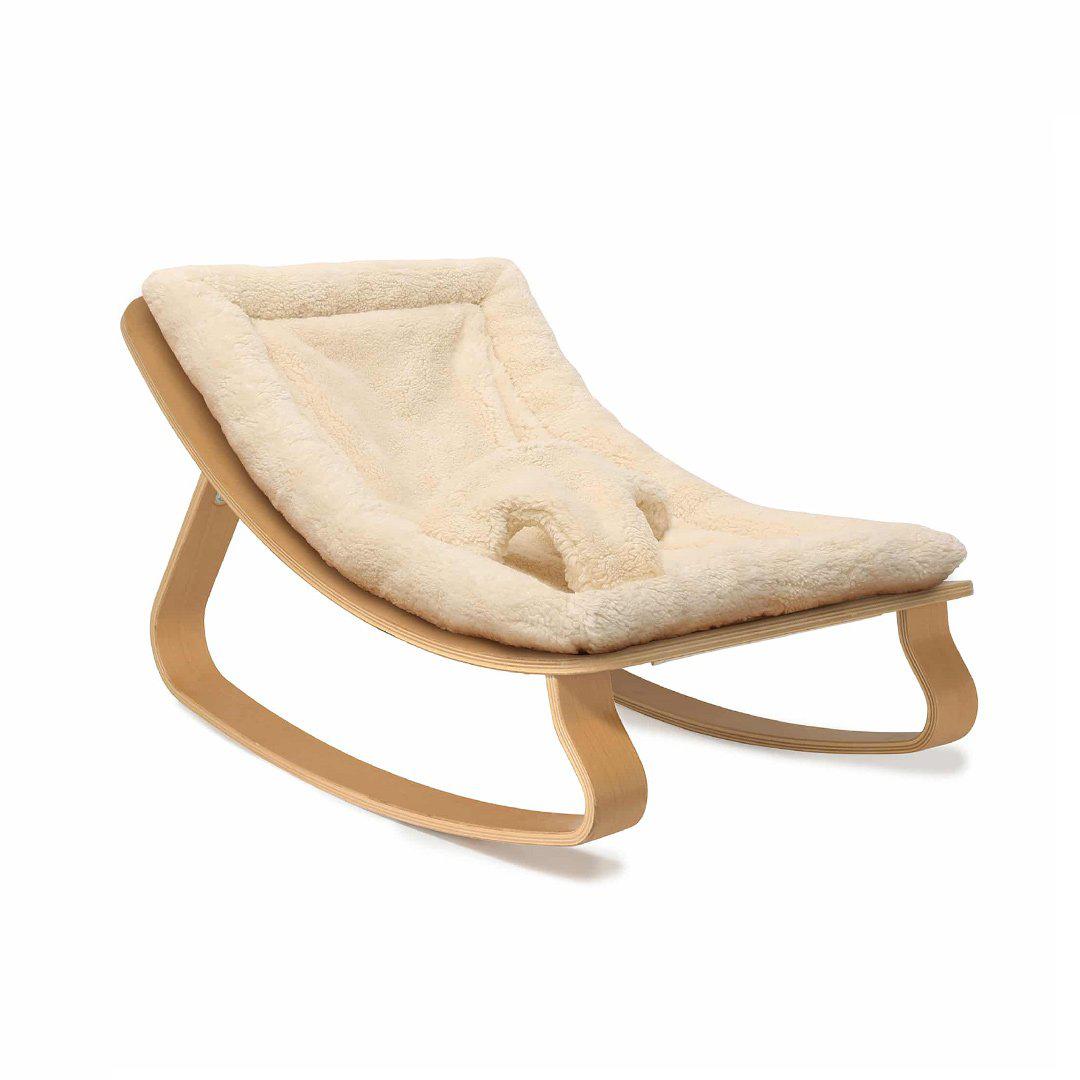 Charlie Crane LEVO Baby Rocker - Beech + Teddy Fur Milk-Rockers-Teddy Fur Milk-Beech | Natural Baby Shower