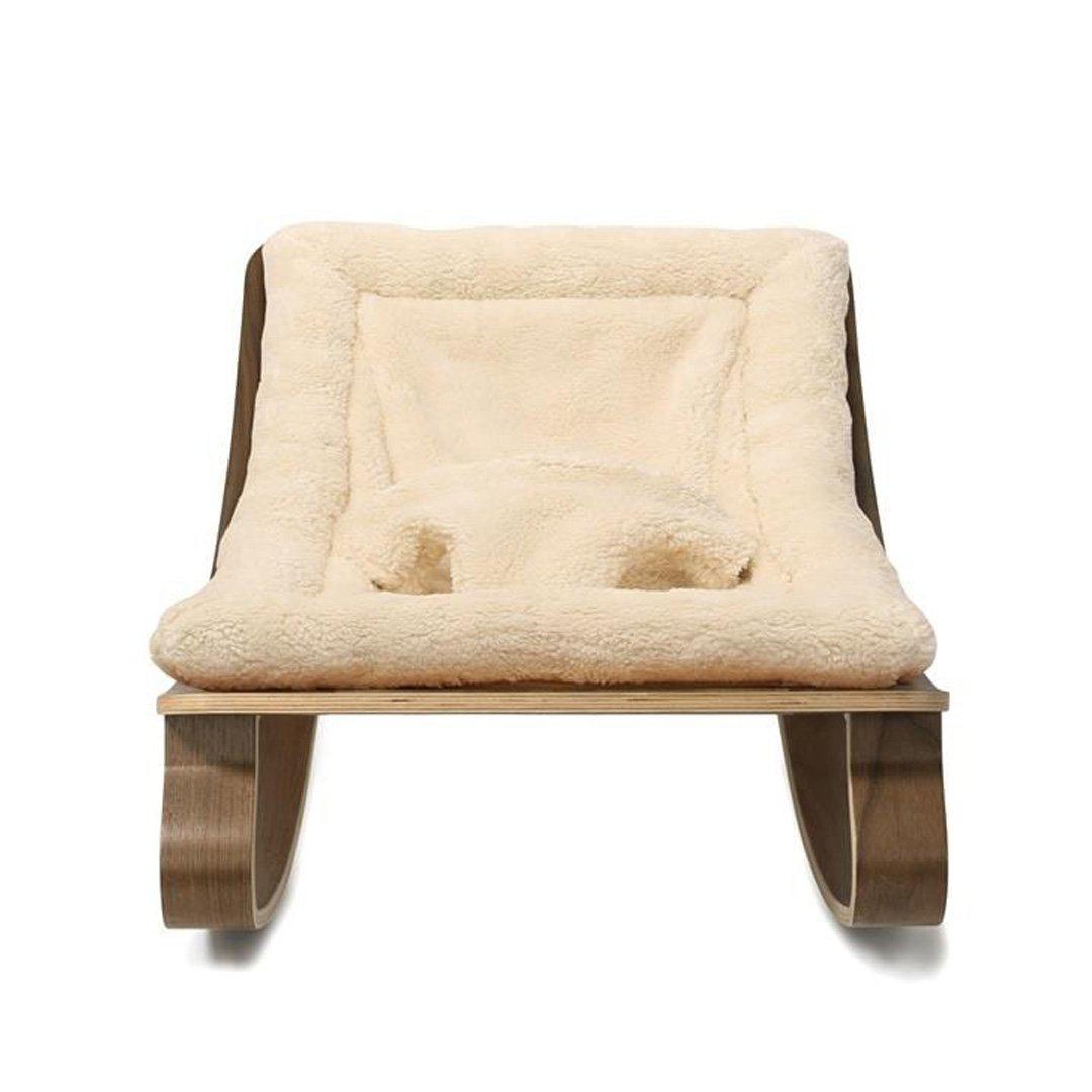 Charlie Crane LEVO Baby Rocker - Walnut + Teddy Fur Milk-Rockers-Teddy Fur Milk-Walnut | Natural Baby Shower