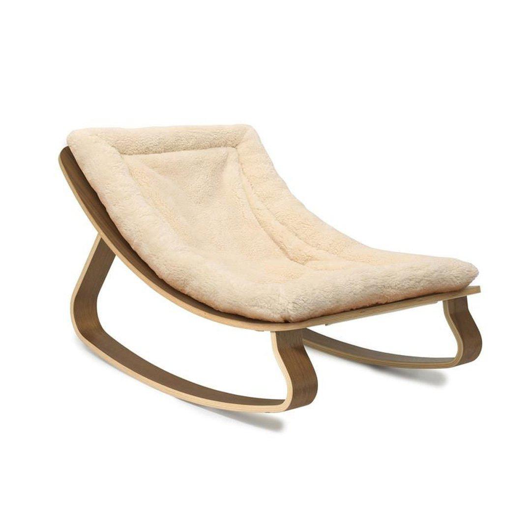 Charlie Crane LEVO Baby Rocker - Walnut + Teddy Fur Milk-Rockers-Teddy Fur Milk-Walnut | Natural Baby Shower