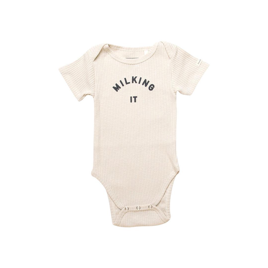Claude & Co "Milking It" Short Sleeve Bodysuit - Oat-Bodysuits-Oat-0-3m | Natural Baby Shower