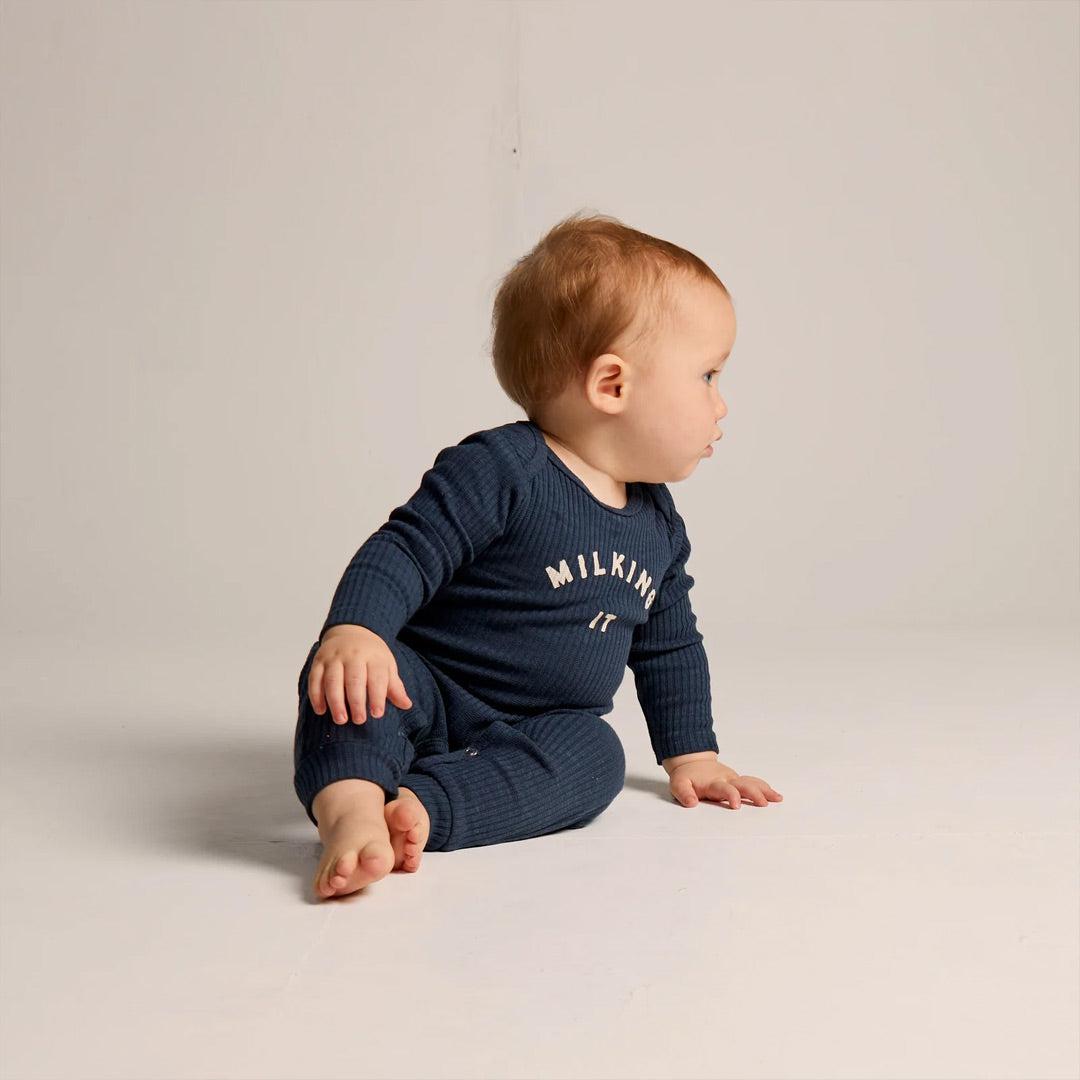 Claude & Co Milking It Onesie - Navy-Bodysuits-Navy-0-3m | Natural Baby Shower