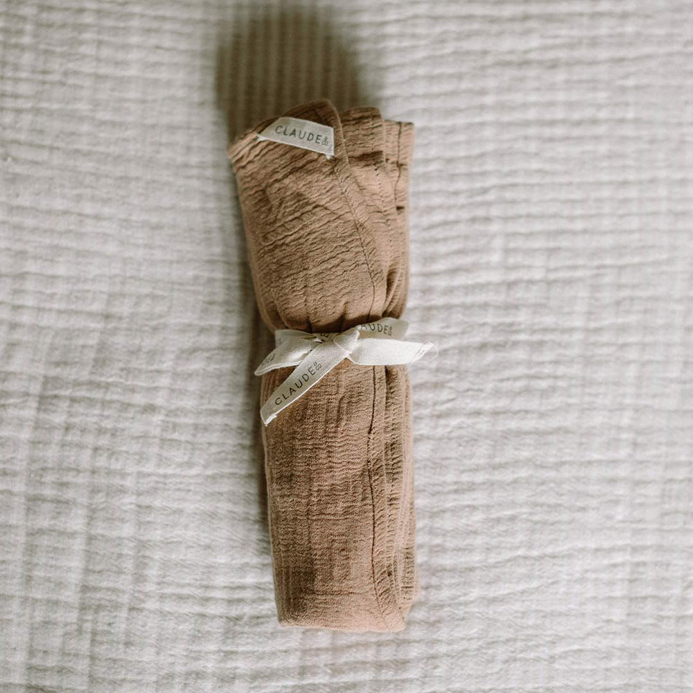 Claude & Co Organic Muslin Blanket - Soft Rust-Muslin Wraps- | Natural Baby Shower