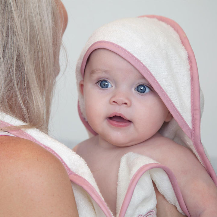 Cuddledry Original Baby Bath Towel - White/Pink Trim-Bath Towels-White/Pink Edge-Baby | Natural Baby Shower