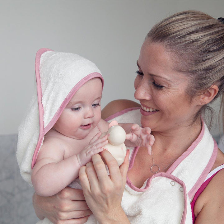 Cuddledry Original Baby Bath Towel - White/Pink Trim-Bath Towels-White/Pink Edge-Baby | Natural Baby Shower