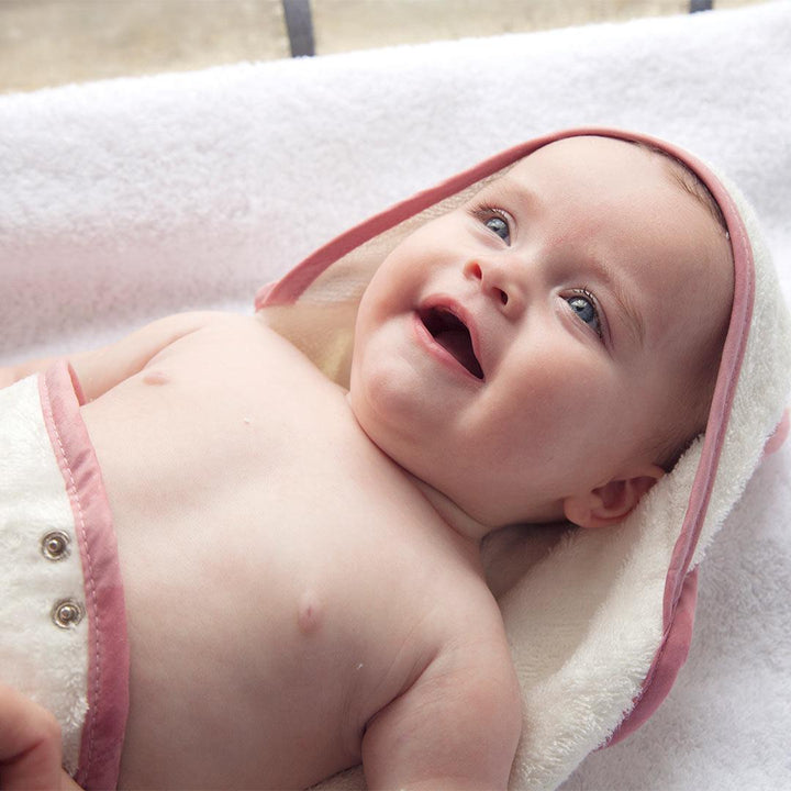 Cuddledry Original Baby Bath Towel - White/Pink Trim-Bath Towels-White/Pink Edge-Baby | Natural Baby Shower
