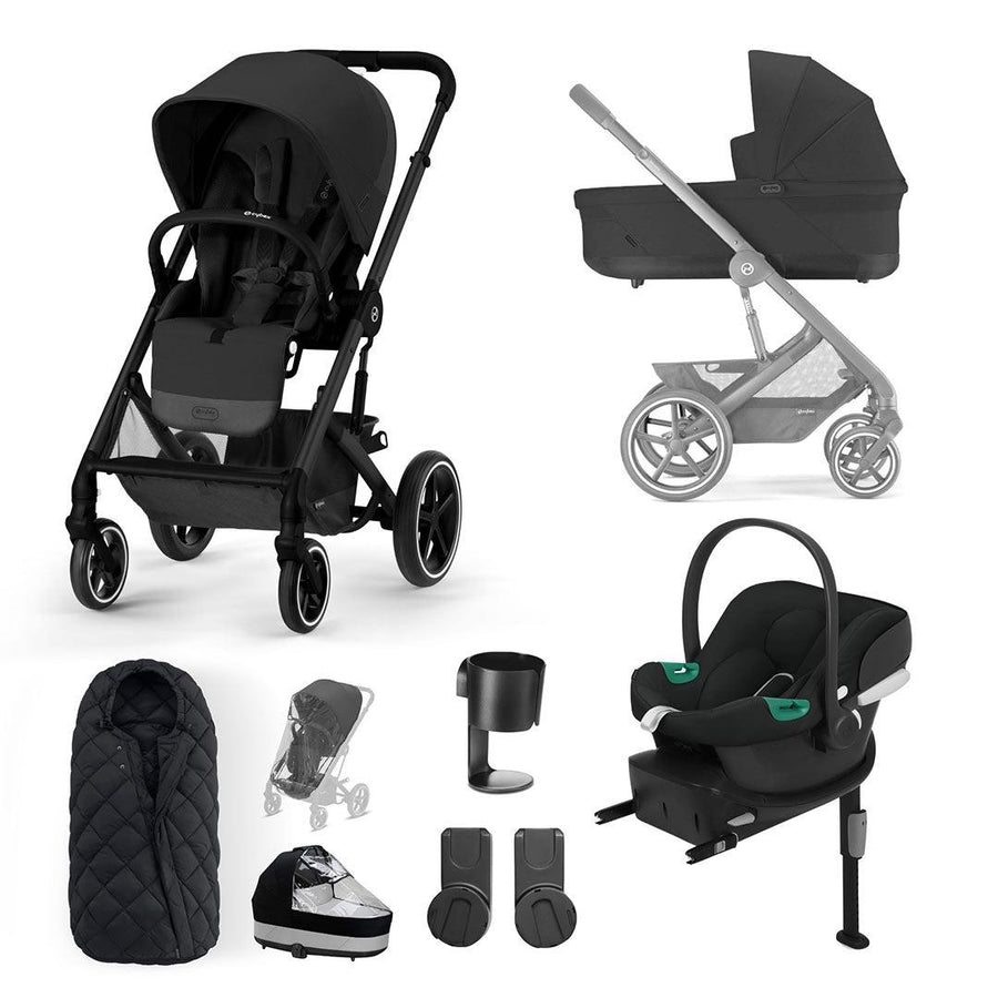 CYBEX Balios S Lux Comfort Bundle - Moon Black-Travel Systems-Moon Black-SNOGGA Footmuff | Natural Baby Shower