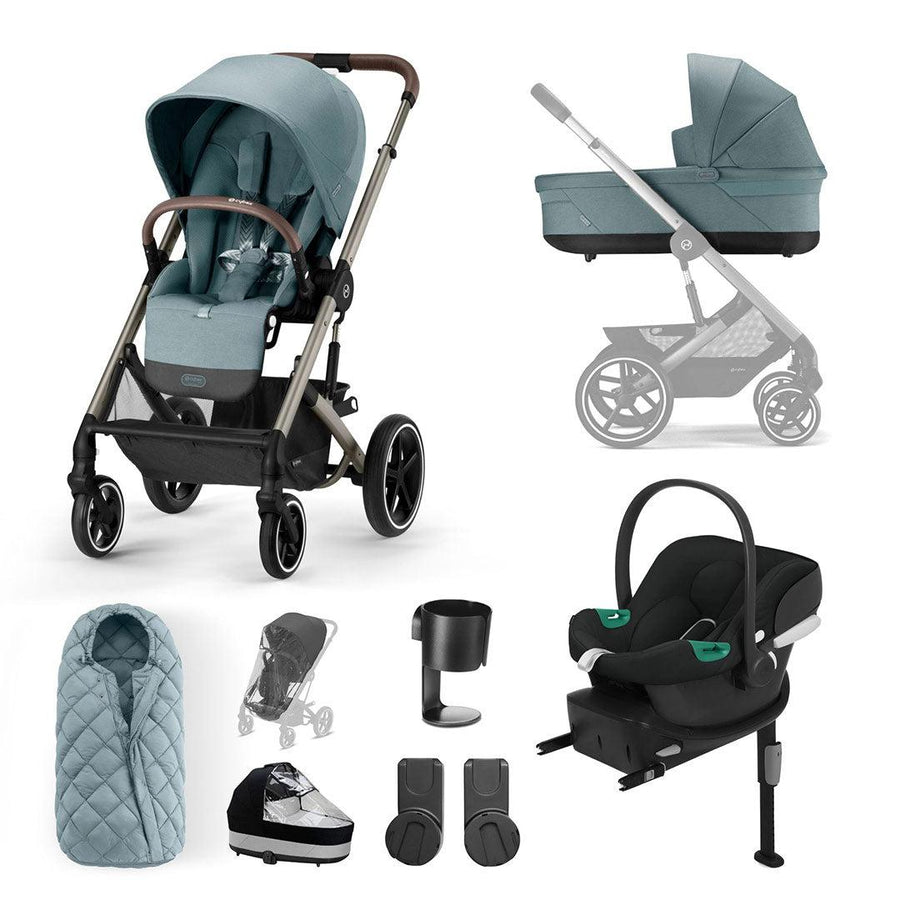 CYBEX Balios S Lux Comfort Bundle - Sky Blue-Travel Systems-Sky Blue-SNOGGA Footmuff | Natural Baby Shower