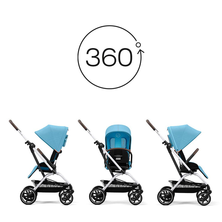 CYBEX Eezy S Twist+2 Pushchair - Silver/Beach Blue (2022)-Strollers- | Natural Baby Shower