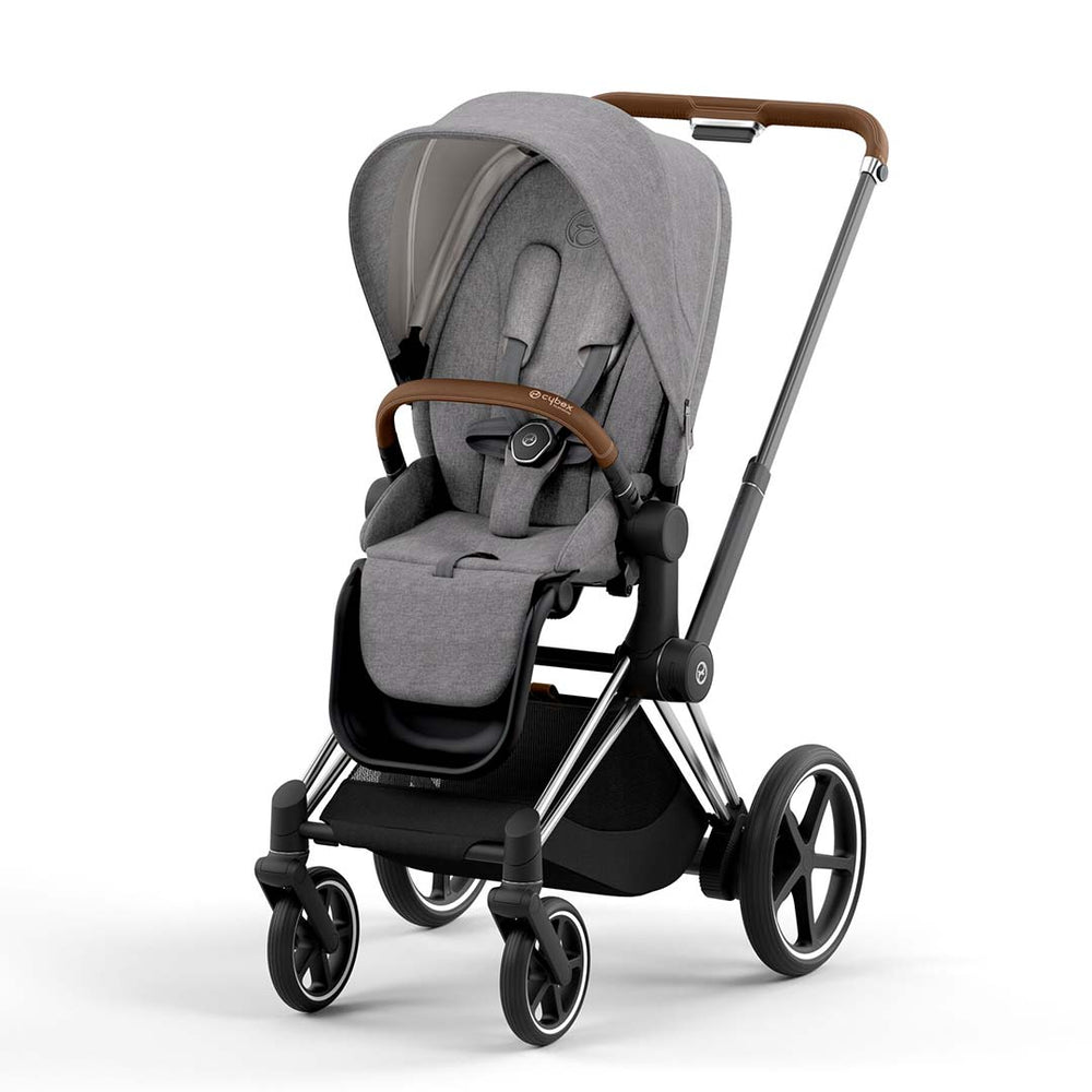 CYBEX e-Priam PLUS Pushchair - Manhattan Grey-Strollers-Chrome Brown-None | Natural Baby Shower