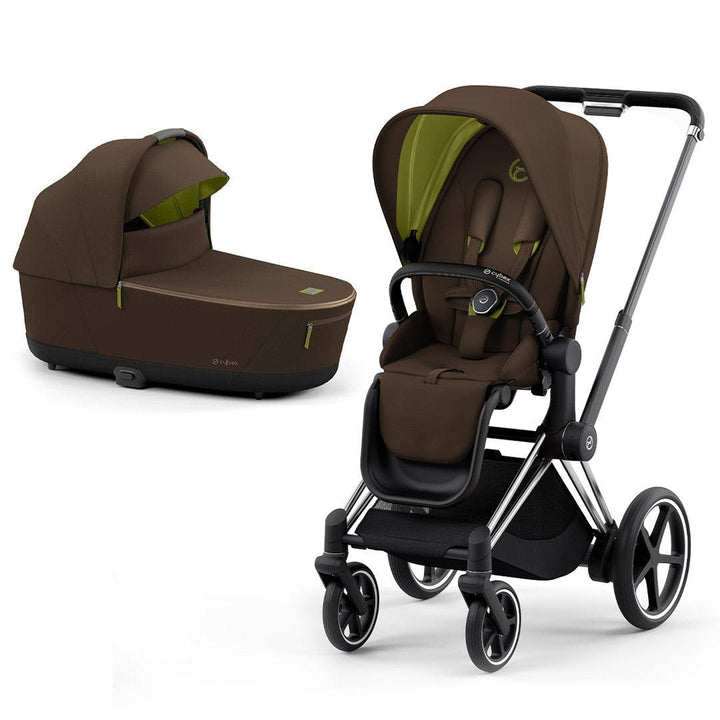CYBEX e-Priam Pushchair - Khaki Green (2022)-Strollers-Chrome + Black-Lux Carrycot | Natural Baby Shower