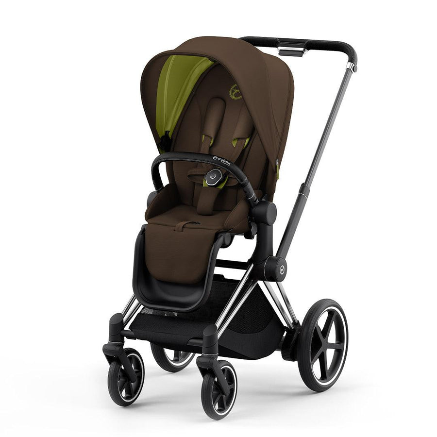 CYBEX e-Priam Pushchair - Khaki Green (2022)-Strollers-Chrome + Black-No Carrycot | Natural Baby Shower