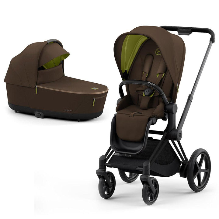 CYBEX e-Priam Pushchair - Khaki Green (2022)-Strollers-Matt Black-Lux Carrycot | Natural Baby Shower