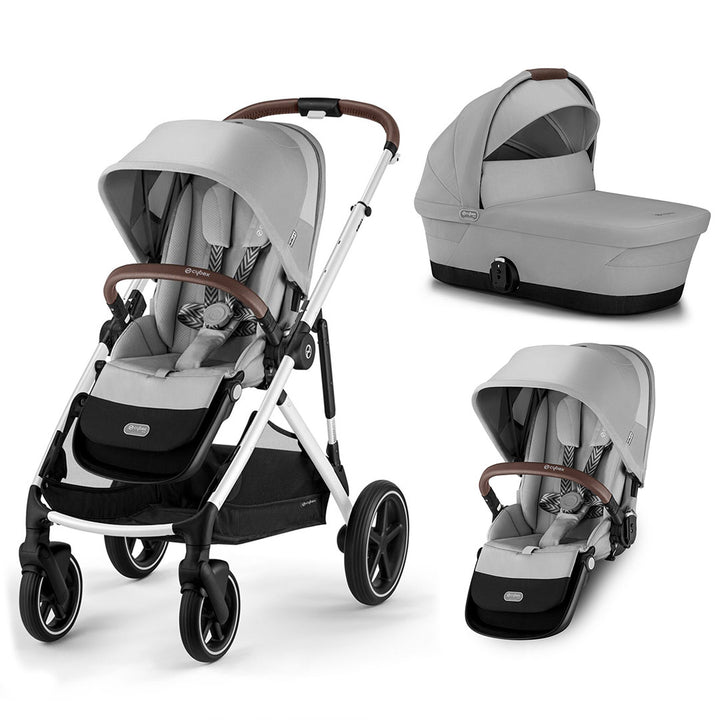 CYBEX Gazelle S Double Pushchair - Lava Grey-Strollers-Lava Grey-With Carrycot | Natural Baby Shower
