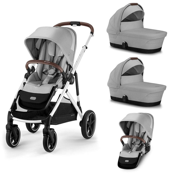 CYBEX Gazelle S Twin Pushchair - Lava Grey-Strollers-Lava Grey-2x Carrycot | Natural Baby Shower