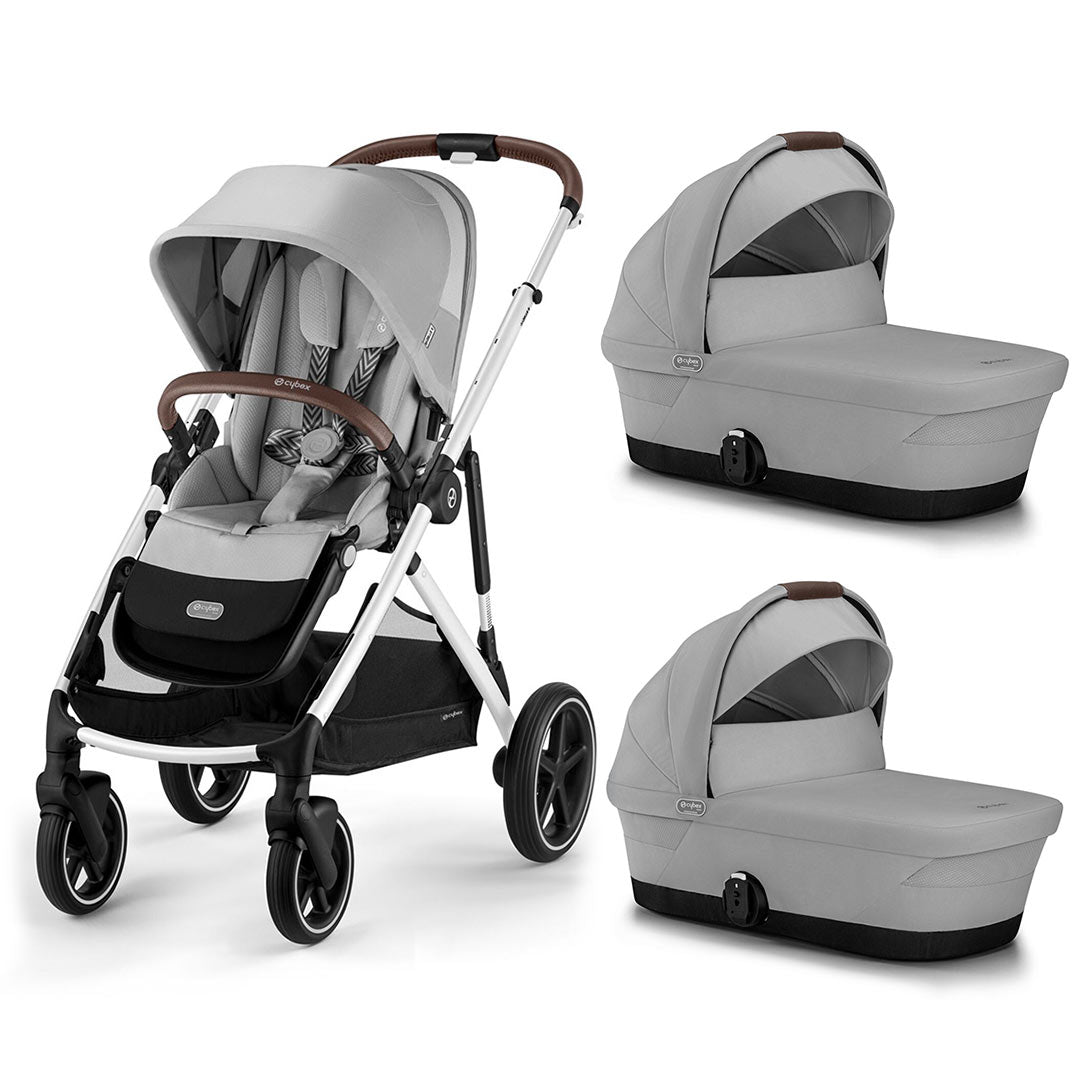 CYBEX Gazelle S Twin Pushchair - Lava Grey-Strollers-Lava Grey-2x Carrycot | Natural Baby Shower