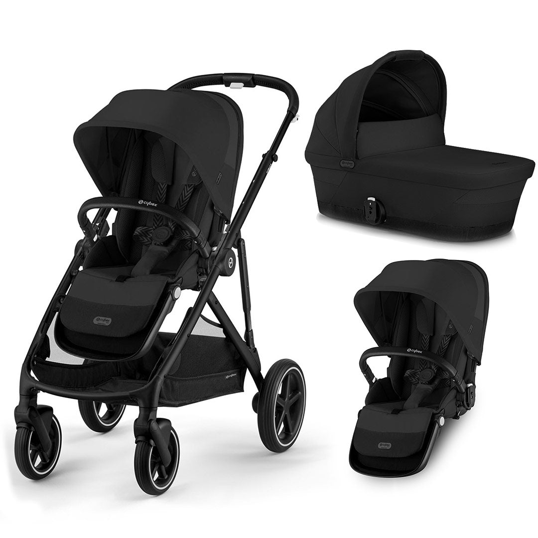 CYBEX Gazelle S Double Pushchair - Moon Black-Strollers-Moon Black-With Carrycot | Natural Baby Shower