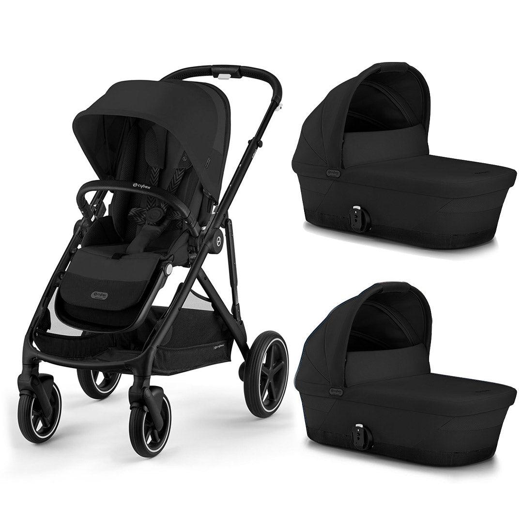CYBEX Gazelle S Twin Pushchair - Moon Black-Strollers-Moon Black-2x Carrycot | Natural Baby Shower