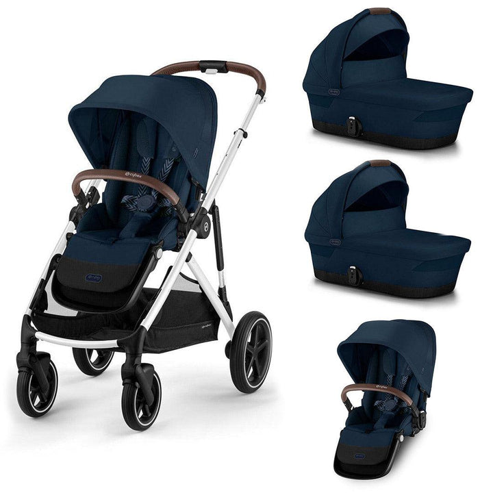 CYBEX Gazelle S Twin Pushchair - Ocean Blue-Strollers-Ocean Blue-2x Carrycot | Natural Baby Shower