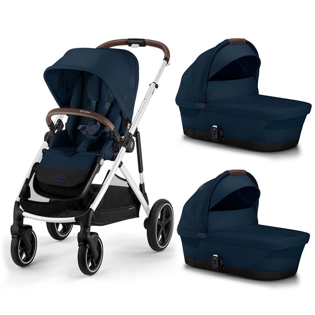 CYBEX Gazelle S Twin Pushchair - Ocean Blue-Strollers-Ocean Blue-2x Carrycot | Natural Baby Shower