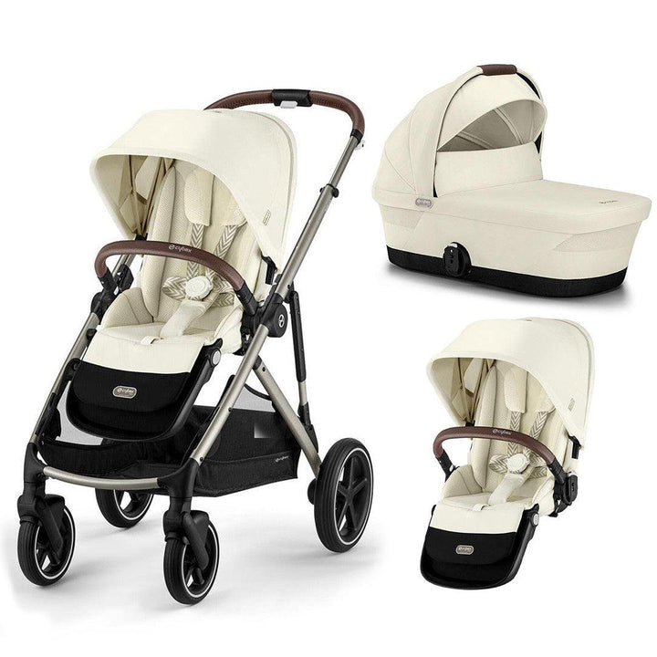 CYBEX Gazelle S Double Pushchair - Seashell Beige-Strollers-Seashell Beige-With Carrycot | Natural Baby Shower