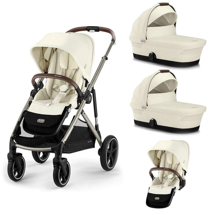CYBEX Gazelle S Twin Pushchair - Seashell Beige-Strollers-Seashell Beige-2x Carrycot | Natural Baby Shower